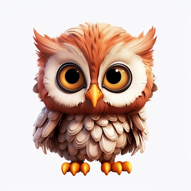 baby owl cute clipart, owl art, owl clipart, owl images, cute owl, cute animal clipart, fantasy clipart, isolated on white background, no text, hdr, 8k