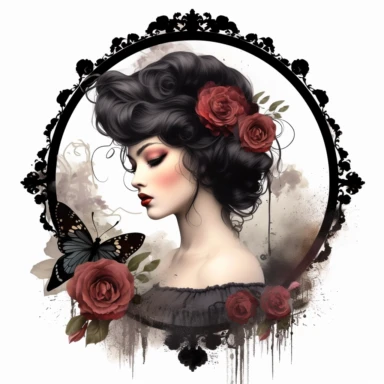 Rosa Moyesli Clipart Card Making, Mixed Media, Craft, black velvet, white background,
