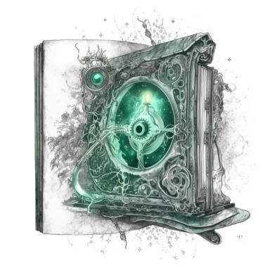 witch magical book , in the style of mystic mechanisms ,pencil art illustrations, Isolated white background, reimagined by industrial light and magic, lith printing, illusory images, watercolor clipart, very subtle emerald tones, , ,