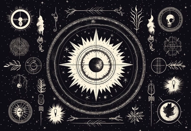 moon phases and planetary elements clipart black and white illustration royalty free, in the style of techno shamanism, occultism inspired