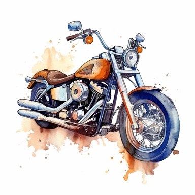 watercolour Harley Davidson, clip art, centered