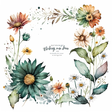 Daisy clipart watercolor plant frame