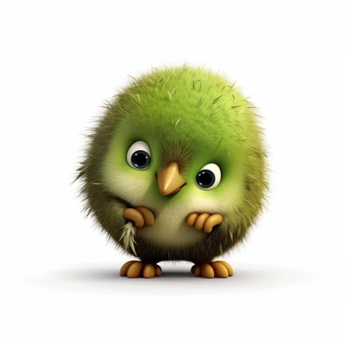 cute one Kiwi Clipart cartoon realistic white background