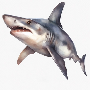 watercolor, Hammerhead Shark png Full body realistic cartoon in 32K UHD cute. 15 cm thick outline. There was no shadow on the ground. 8k with realistic watercolors and detailed illustrations. PNG clipart, transparent white background