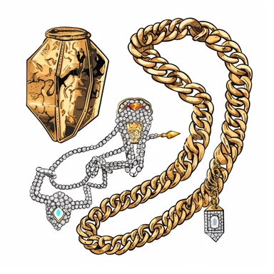 clipart neo elements, gold and diamond gaudy cuban chains cartier tiffany pandora Inspired clothing clipart vector isolated on a white background, rapcore
