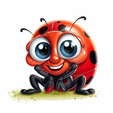 Cute Ladybug Cartoon Clipart , white Background , graphic , artist