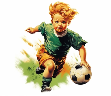 clipart of a little boy playing soccer, in the style of animated gifs, ambitious, commission for, green and amber, folk/naïve:, ron english, donald pass