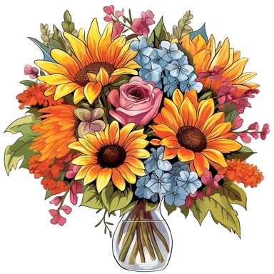 Create clipart of beautifully arranged bouquets featuring different types of flowers, such as roses, daisies, tulips, and sunflowers. Consider offering variations in colors and styles to cater to different preferences.