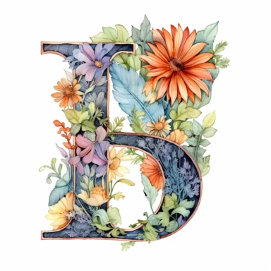 Beautiful Pastel Vintage Flower Alphabet Letter  J  Watercolor Clipart,Cartoon, hyper realistic, intricate detail, illustration style,high solution,on the white background