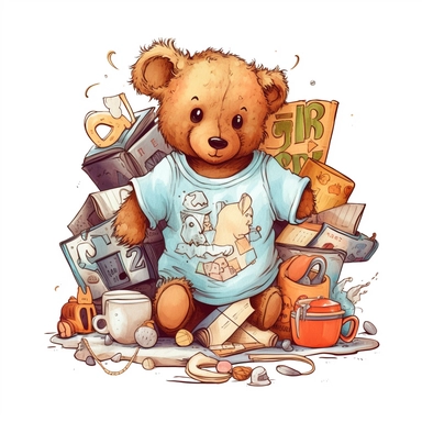 illustration clipart, a design for baby bib t shirt, with letters