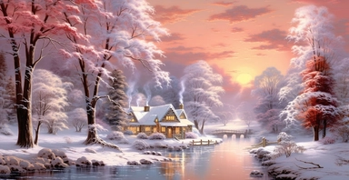 Adorable Winter scene, clipart, precision painting, vivid colours, white background, I can’t believe how beautiful this is
