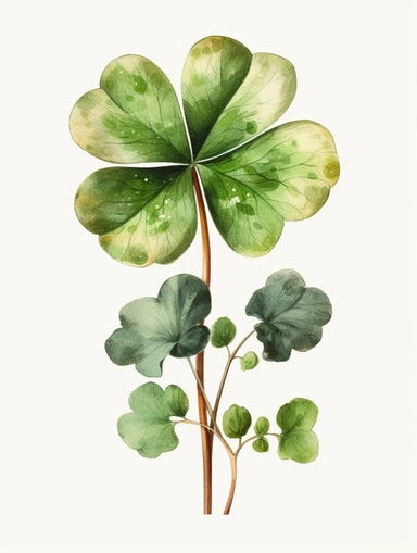 four-leaf clover, watercolor clipart, single design, 8k