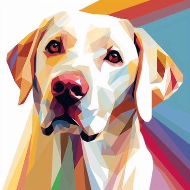 white Labrador retriever , vector art, in the style of abstract art, clipart, white background, rounded corners