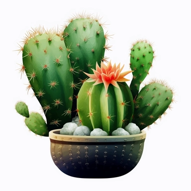 create a hand drawn watercolor clipart of a cactus, white background, 4k