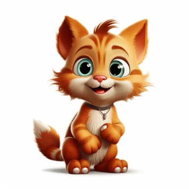 funny little kitten pixar style clipart on white background