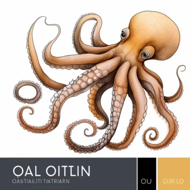 octopus watercolour clipart, vector image, clipart, realistic colours, black outline, sticker design, watercolour style,white background
