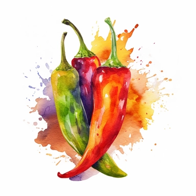 chili pepper clipart vibrant watercolor