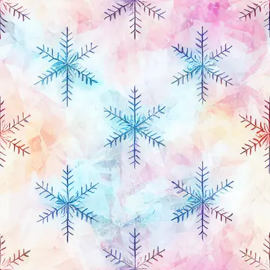 gradient snowflakes pattern simetric, white background in watercolor clipart style