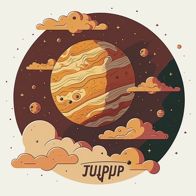 Jupiter, la plus grande planète du système solaire. une grande tache rouge sur Jupiter. With clouds and stars and other little planets, on a solar system drawing, cartoon, clipart style, vector style, comic.[https://cdn.discordapp.com/attachments/1015234000589168650/1100769514926379118/IMG_1395.png](https://cdn.discordapp.com/attachments/1015234000589168650/1100769514926379118/IMG_1395.png)