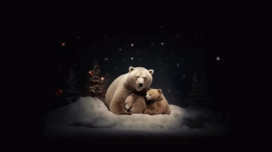 flat lay, png image, clip art: : christmas, celestial, moon, mother bear and baby bear,professional lighting,cinematic lighting, long shadows, saturated contrast, hyperdetailed,32k,v-- 5.1