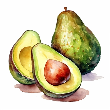 watercolor clipart of avocado