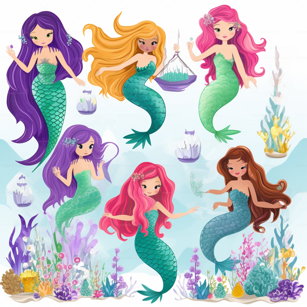 Enchanting Cartoon Magical Mermaid Clipart! Dive Into A World Of Whimsy 