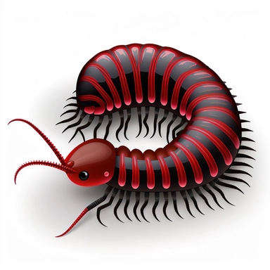 clipart millipede white background red body