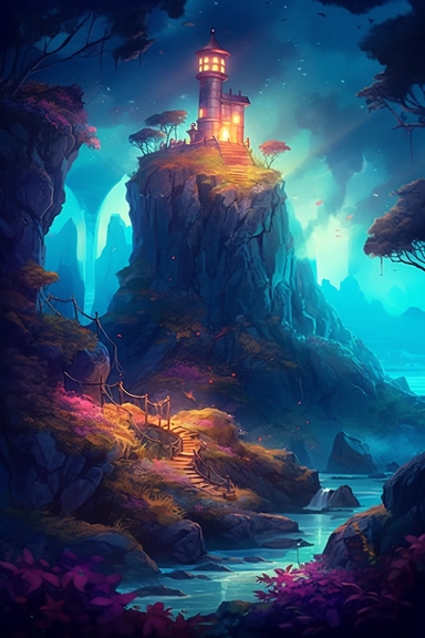 realistic clipart of enchanted curse landscape, digital painting