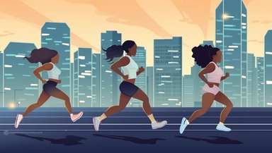 three women running in a city cityscape stock photo and clipart for sports sport woman on running, in the style of 32k uhd, animated gifs, african influence, stock photo
