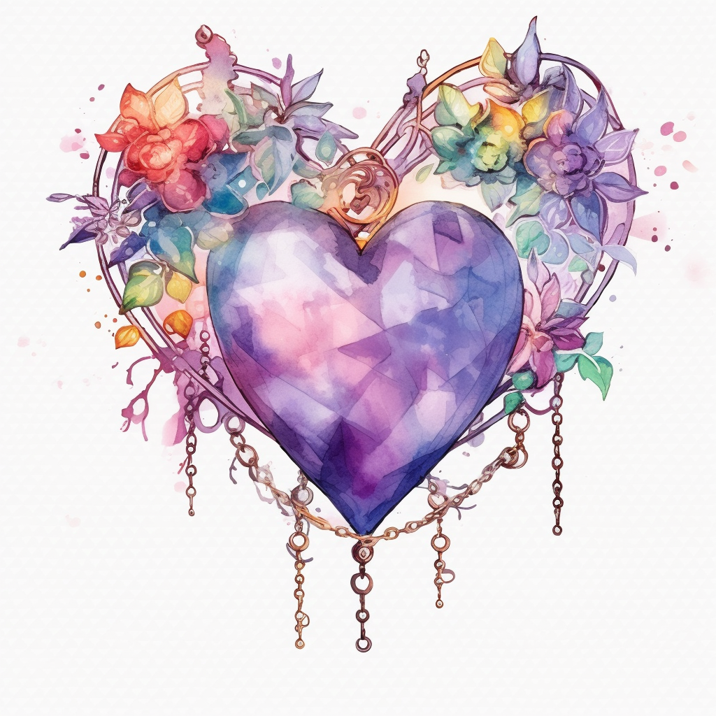 Light watercolor style, Fairycore clipart shimmery, a glittery heart ...