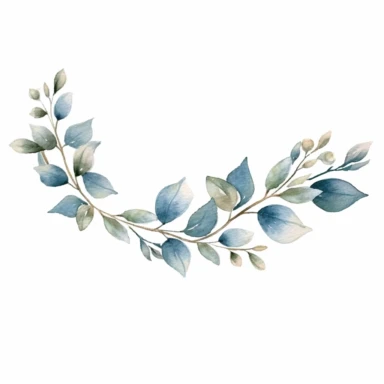 Adorable watercolor retro garland of pale little and delicate leaves for wedding invitation, watercolor clipart, high quality clipart, no background, high details
