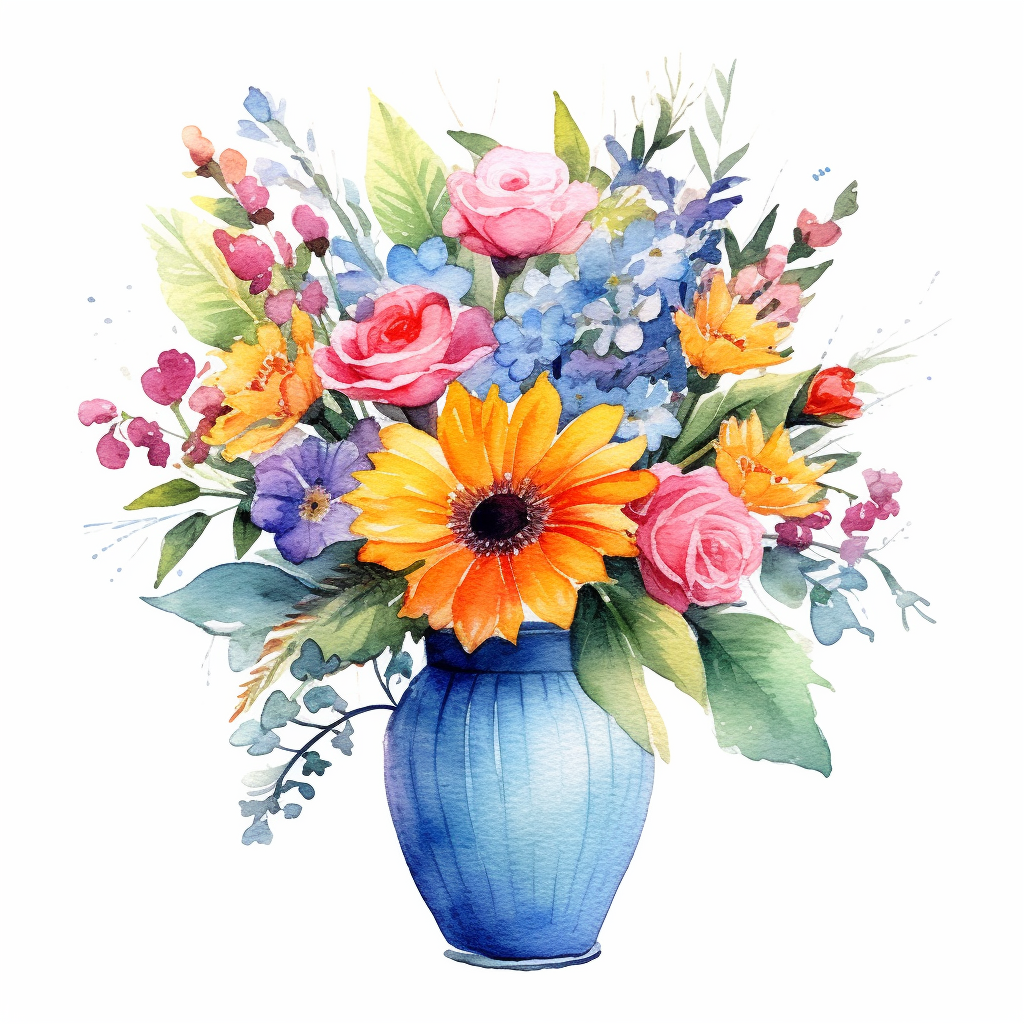 flower vases with flowers clipart