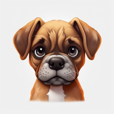Boxer puppy, Closeup Portrait, Clipart, Digital art, kawaii, disney style, Pixar, hyperdetailed, 1080p, Ultra-HD no background