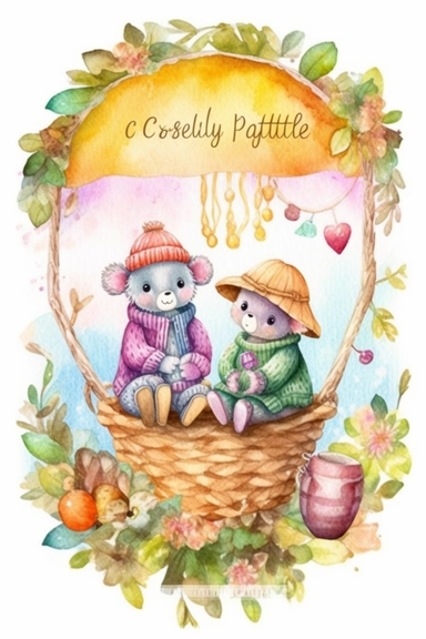 watercolor Clipart, couple Koalas in knitted clothes, Cartoon–cute or childlike, Whimsical illustrations, charming, childlike, carefree, dreamy, fun and colorful, cute, watercolor, hand-drawn, digital painting, soft lighting, bird's-eye view, seed1