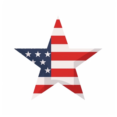 star with american flag, clip art, flat vector style, white background