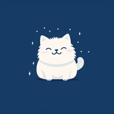 Minimalist white on a dark blue background negative space cuteness, flat, vector, clipart