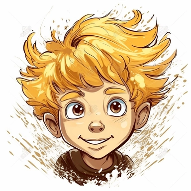 cartoon, clipart, stock photography, white background, vector, little boy with blond hair, portrait