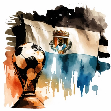 WORLD CUP IS HELD IN ARGENTINA in 1978, in watercolor style clipart, darker tones, high contrast, white background