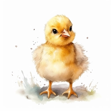 happy cute baby chicken, hand draw Illustration clipart, 4K, extremely detailed, watercolor