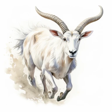 Addax running, watercolor, sharp illustration clipart, insane detail, white background