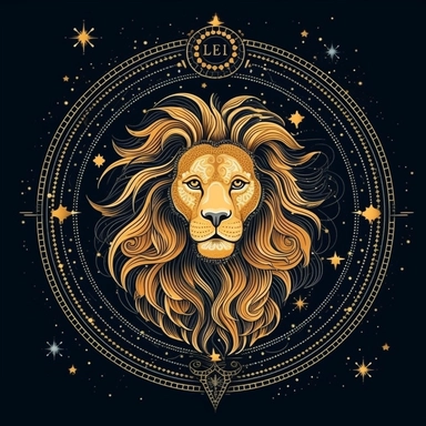 Leo celestial stars zodiac sign beatiful clipart, black background