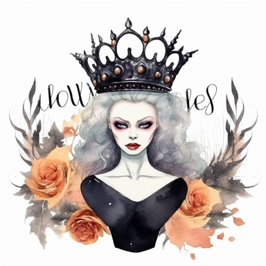 Watercolor Halloween Queen, clipart, isolated on white background