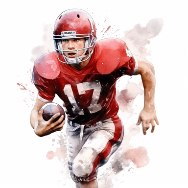 Award winning hyper detail watercolour, football player, white background, clipart