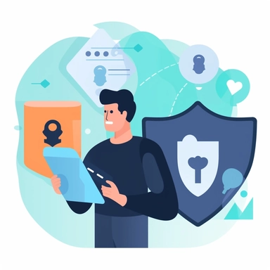 professional clipart demonstrating data security and handling