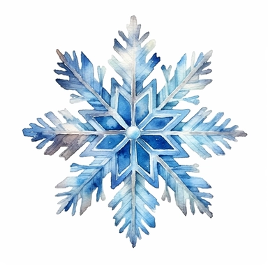 watercolor clipart of Christmas snowflake, isolated on white background