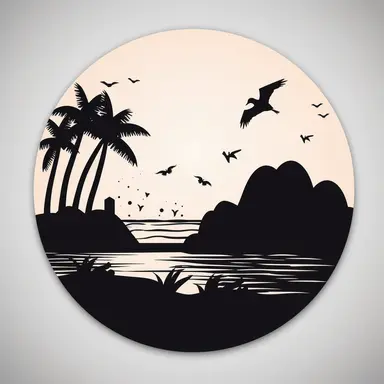 simple beach scene black, svg, clipart, silhouette cricut, white background