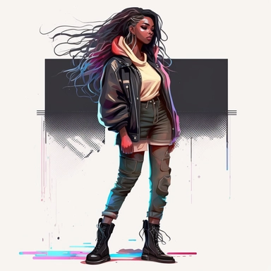 full body standing in ankle boots Fashion clothes clipart clothes Chanel , Nike,fashionable multicolored, black melanated, women wearing eyelashes, long hair fashion model,clear illustrations , cartoon sharp focus, illustration, art by artgerm and greg rutkowski