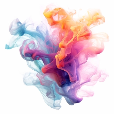 smoke multicolored, clipart, intense white and deep pastel colors, dnd, watercolor, no background, isolated on a white background, self contained, well defined edges, by amy sol and magali villeneuve and susan bourdet and ross tran, spaced out, glowy, intricate, 8k