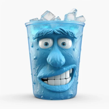 Pixar movie happy blue lagoon drink, no people, face expressions ultra detailed, white background, clipart, 300 DPI,