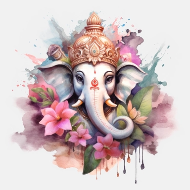 realistic watercolor ganesh clipart illustration